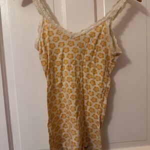 Y2K Hollister Yellow Floral Lace Top